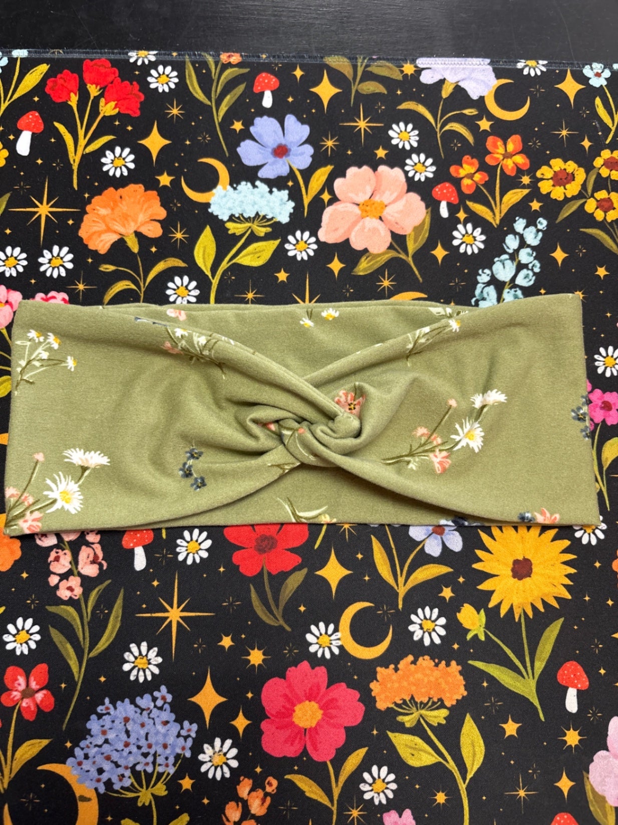 Headband Accessory Light Green with floral print