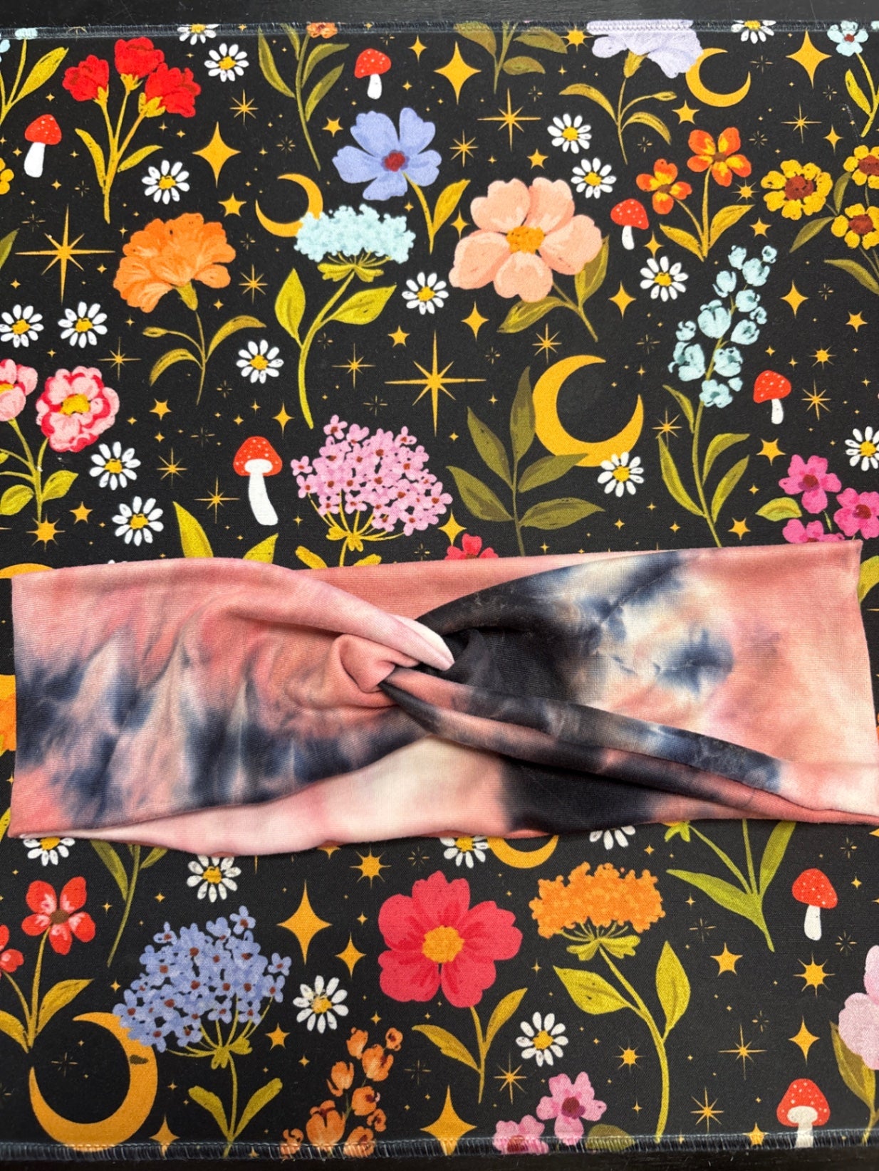 Tie Dye Headband Accessory Pink, Black, Blue, Cream