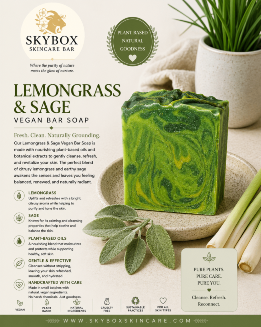 Lemongrass & Sage Vegan Bar Soap