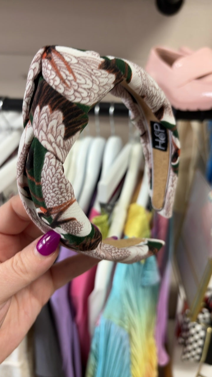 Knot Headband swan print 