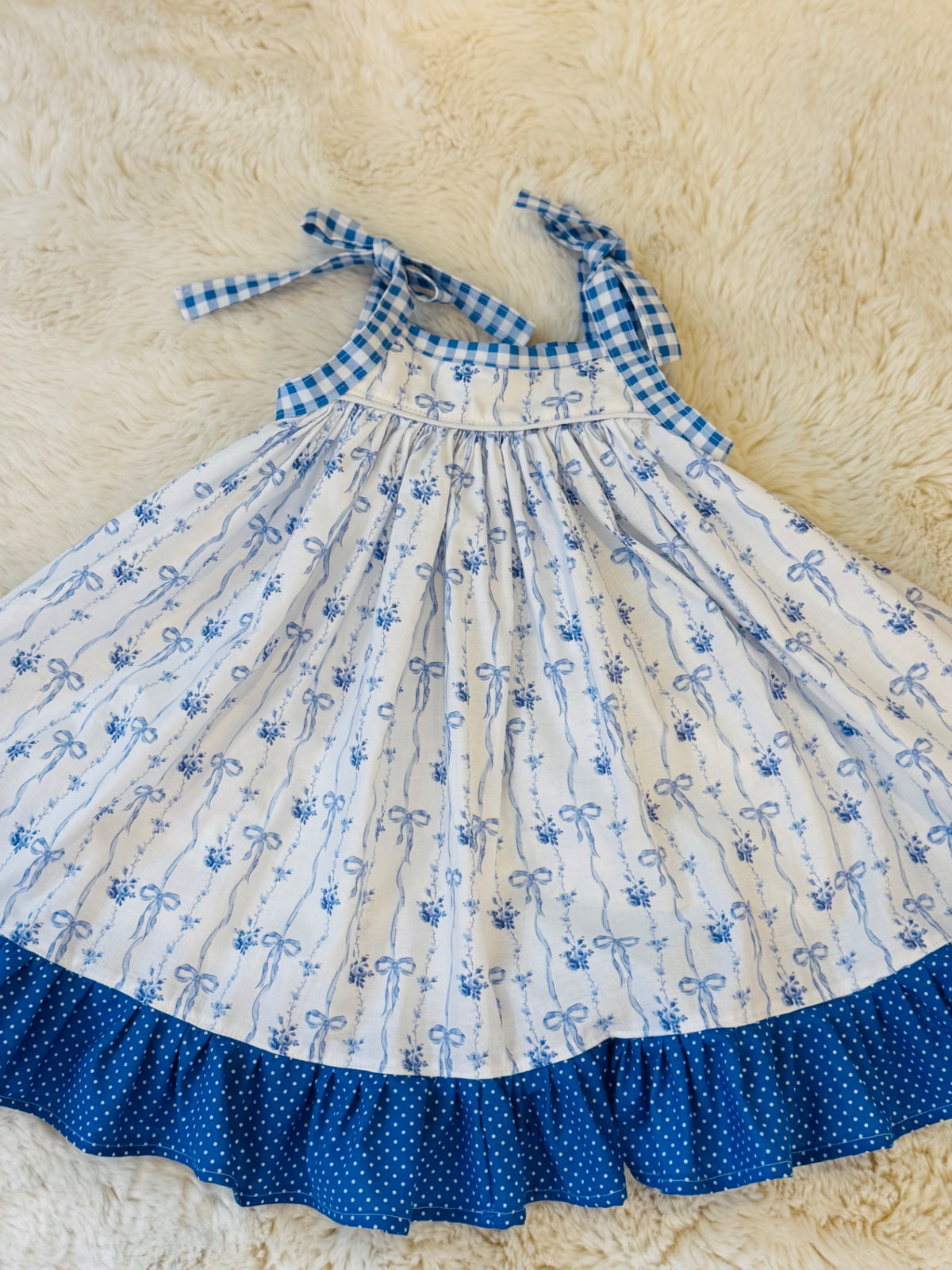 Sweet Little Blessings Dress 104/110 White and Blue