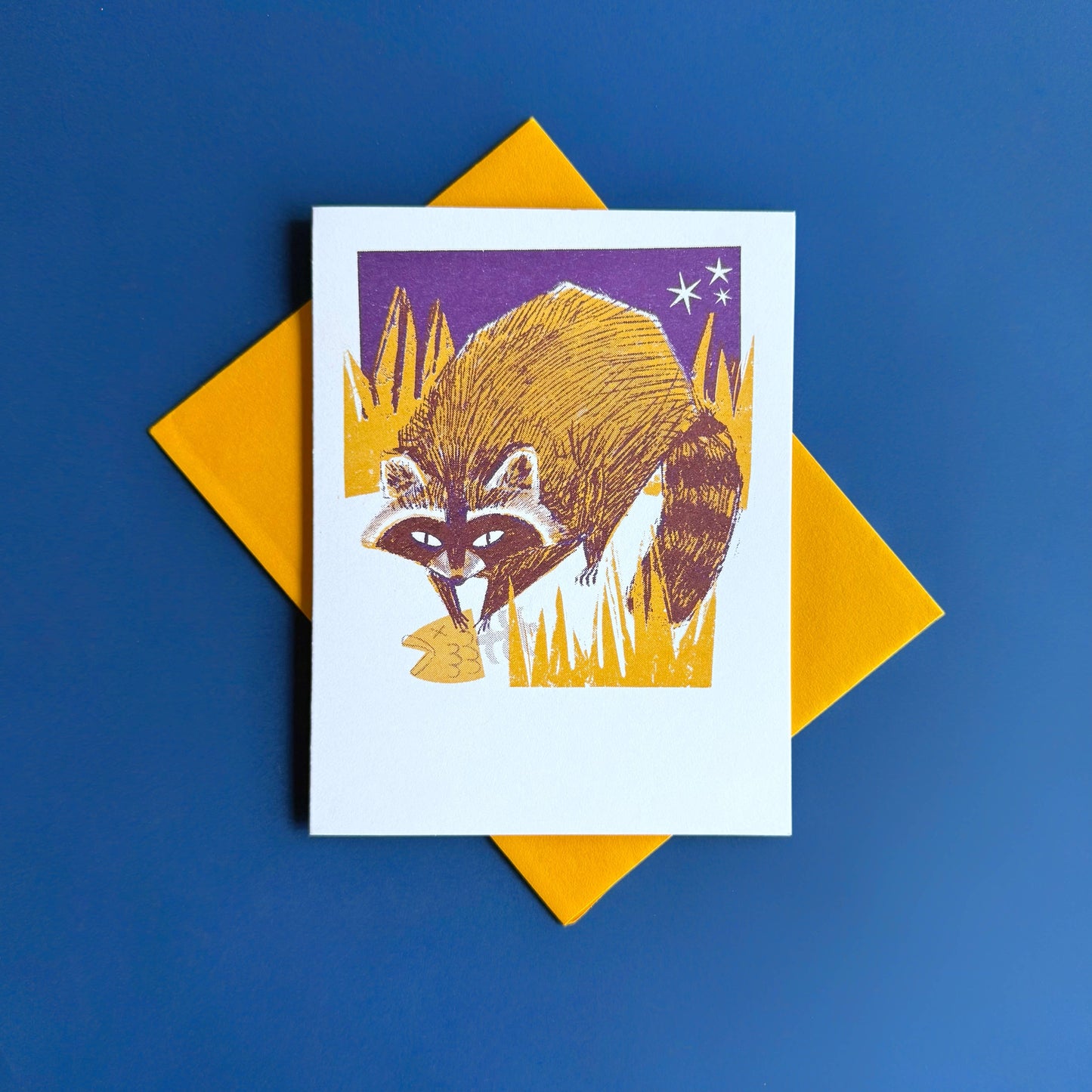Backyard Buddy - Raccoon  - Risograph Everyday Card