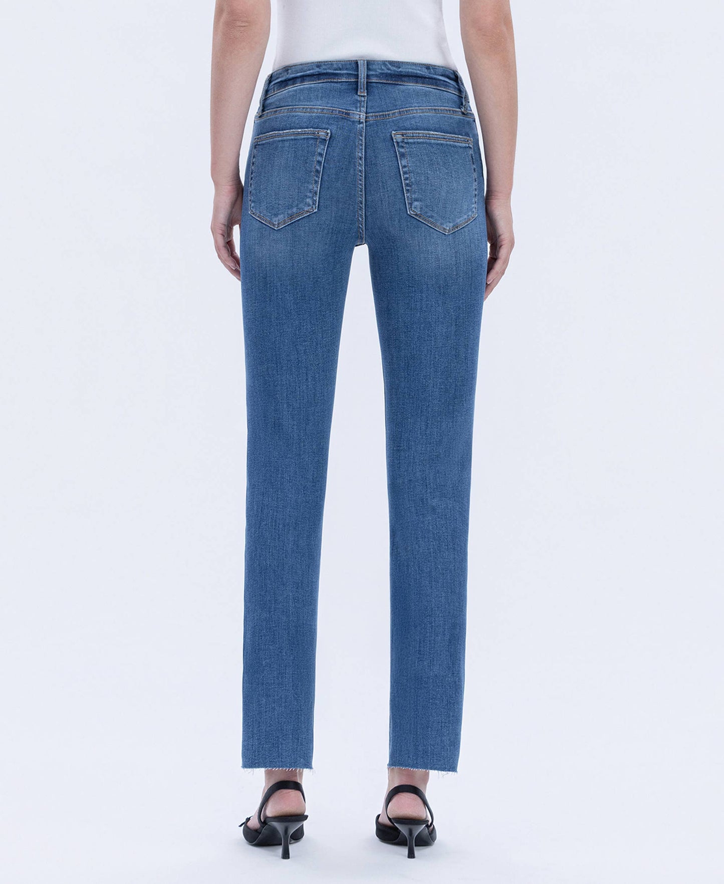 HIGH RISE MEDIUM DARK WASH SLIM STRAIGHT JEANS LV1028