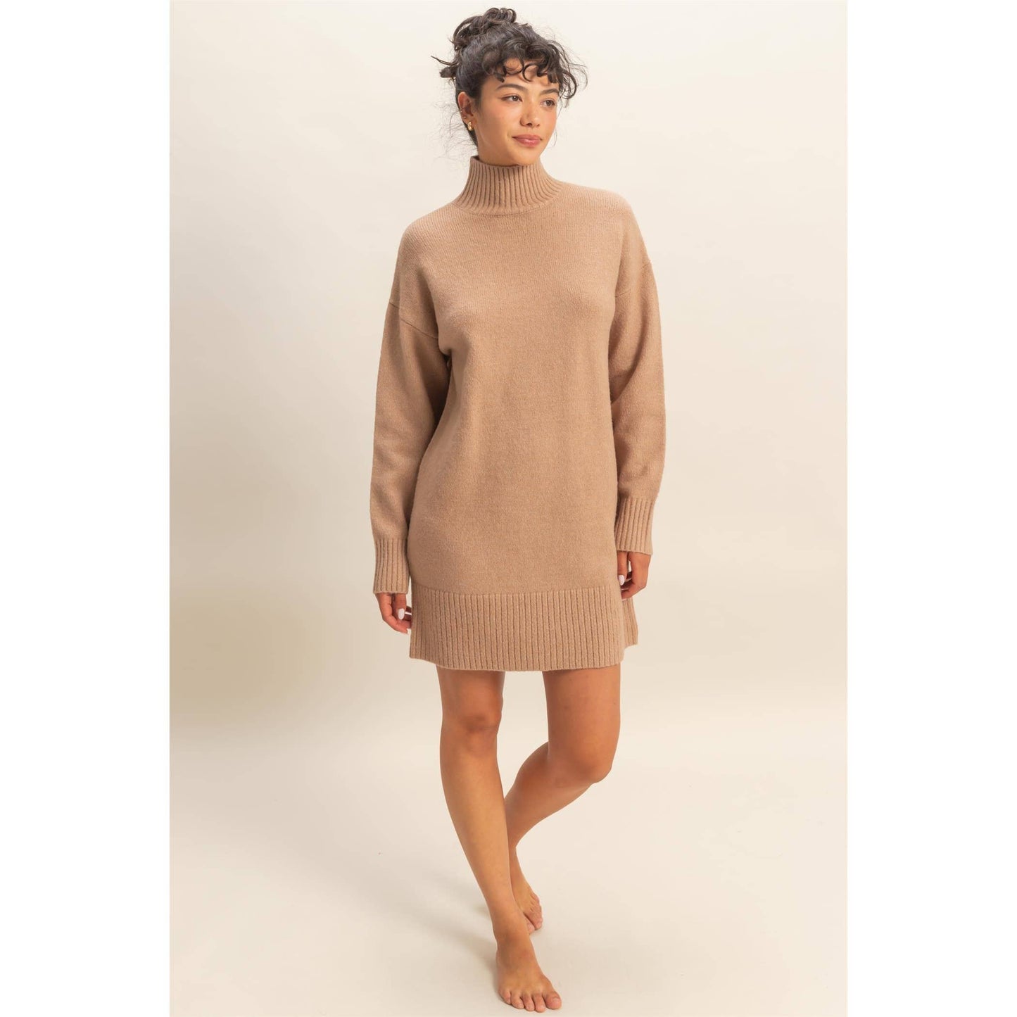 High Neck Sweater Mini Dress