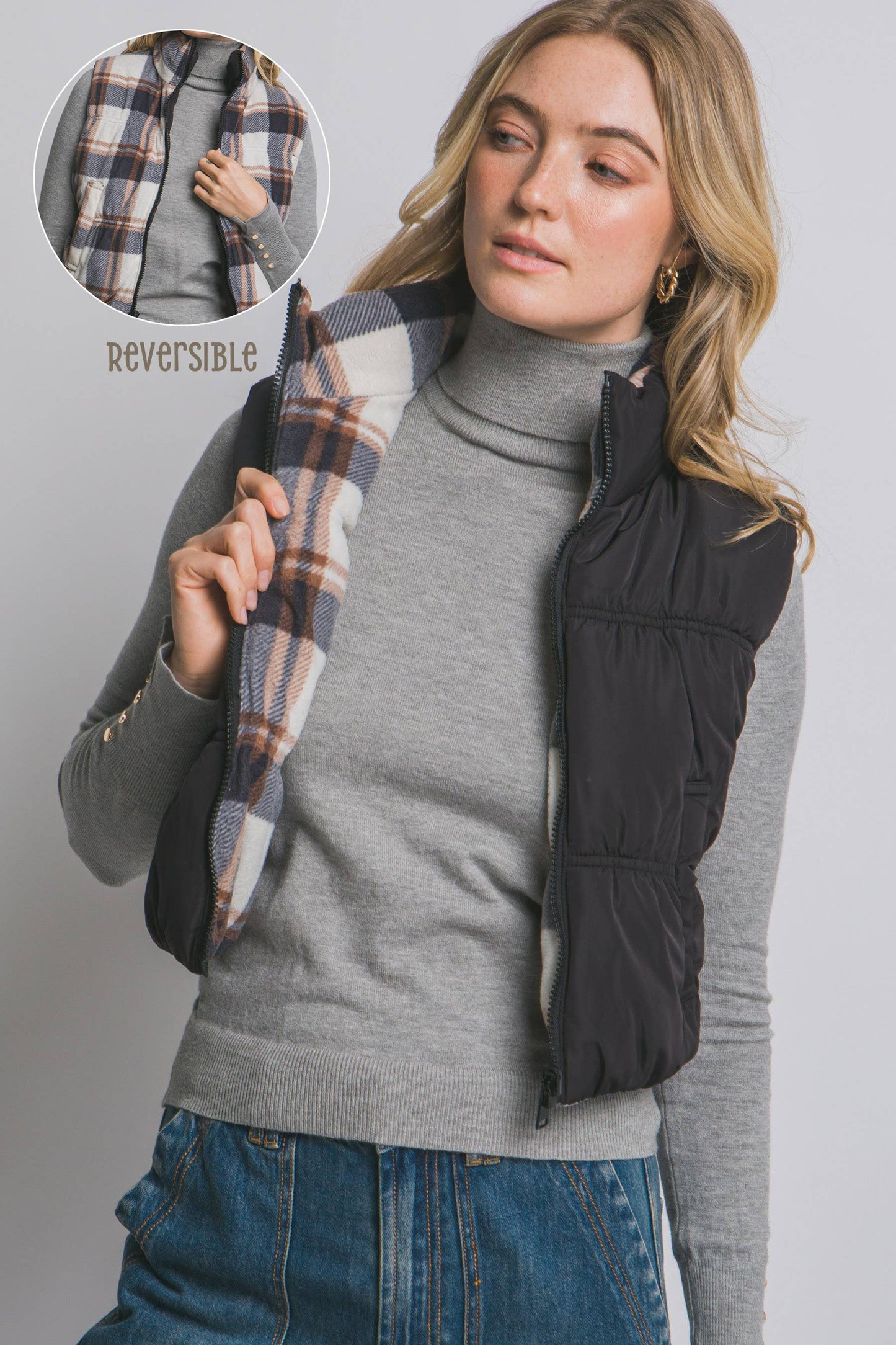 ,..._ 0805 Full-Zip Reversible Puffer Vest SI-28323