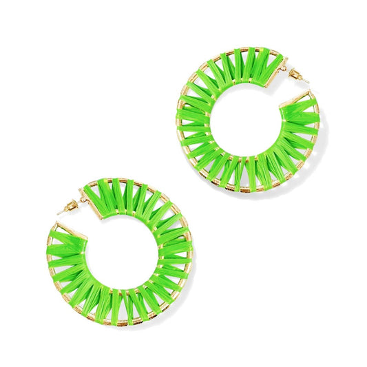 Green Raffia Georgia Earrings