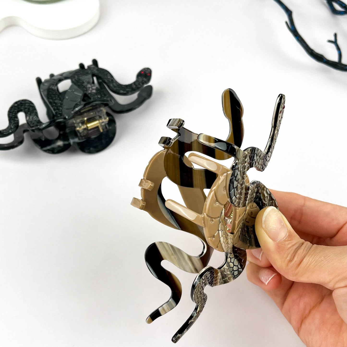 Two-color Snake Hair Clip, Acetate Animal Claw Clip