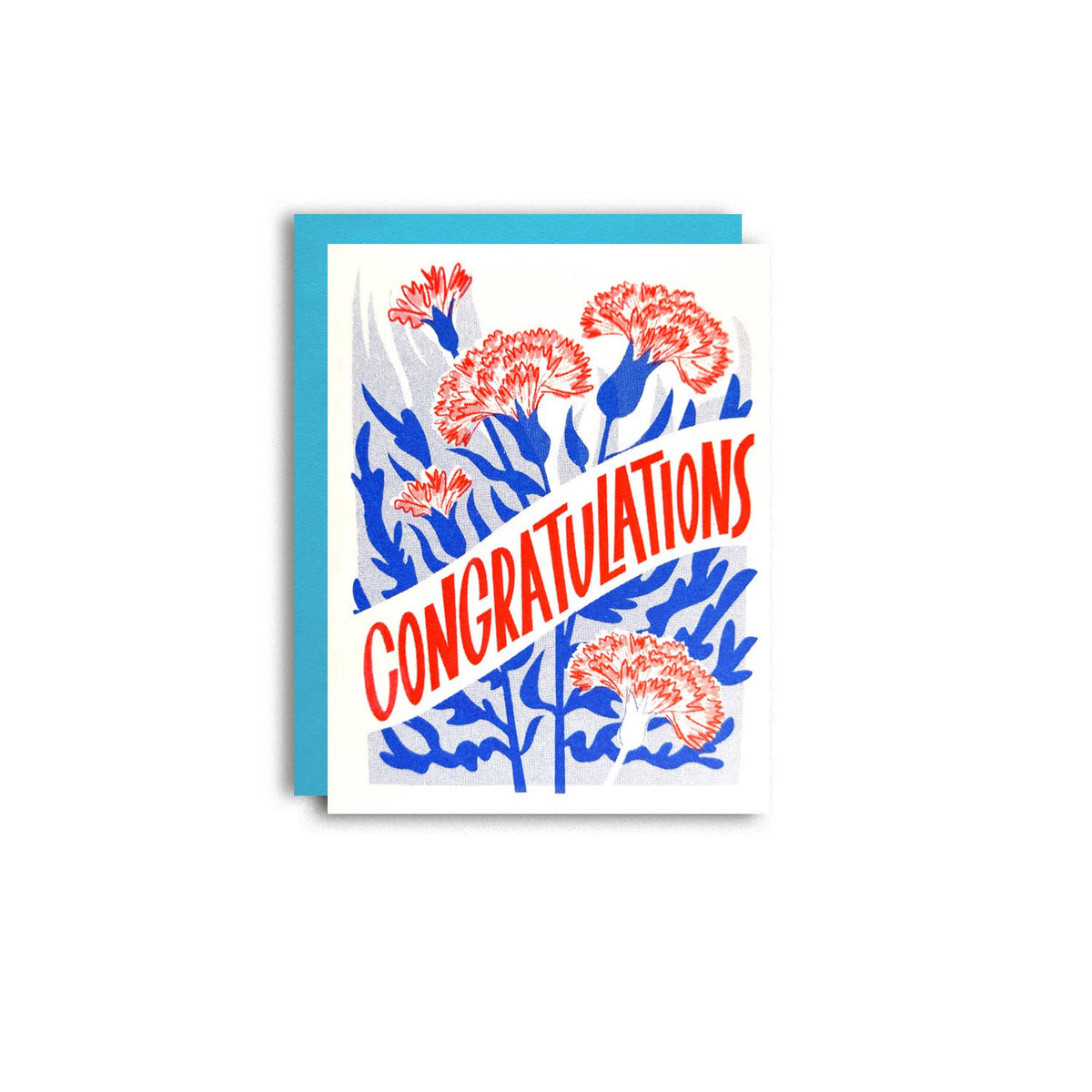 Congratulations Carnations Risograph Greeting Card