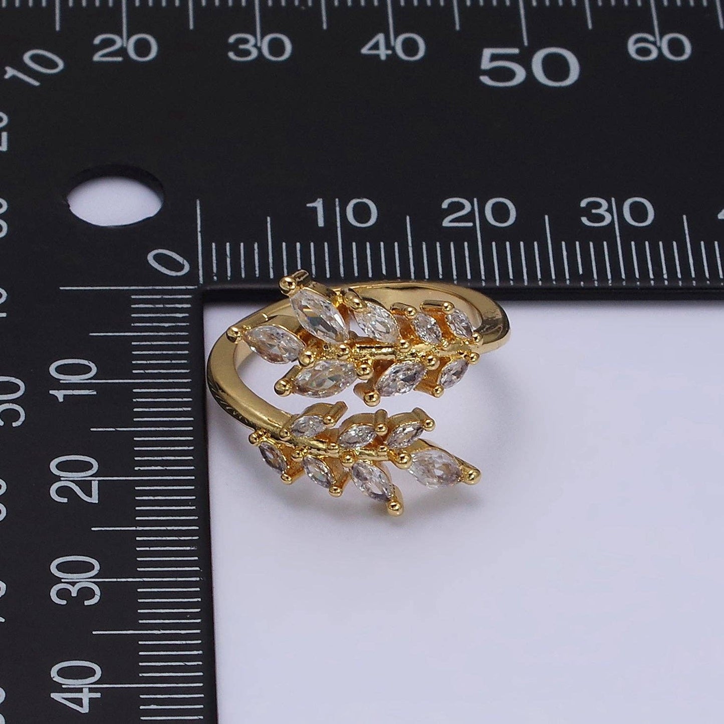 Gold Filled Clear Marquise CZ Leaf Nature Open Ring