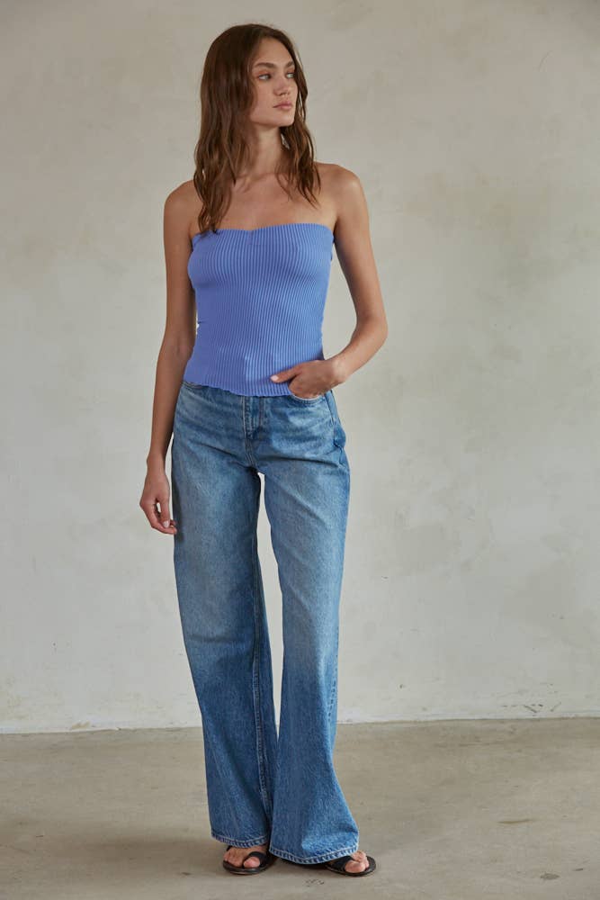 S1188N | Sweetheart Neckline Seamless Ribbed Tube Top