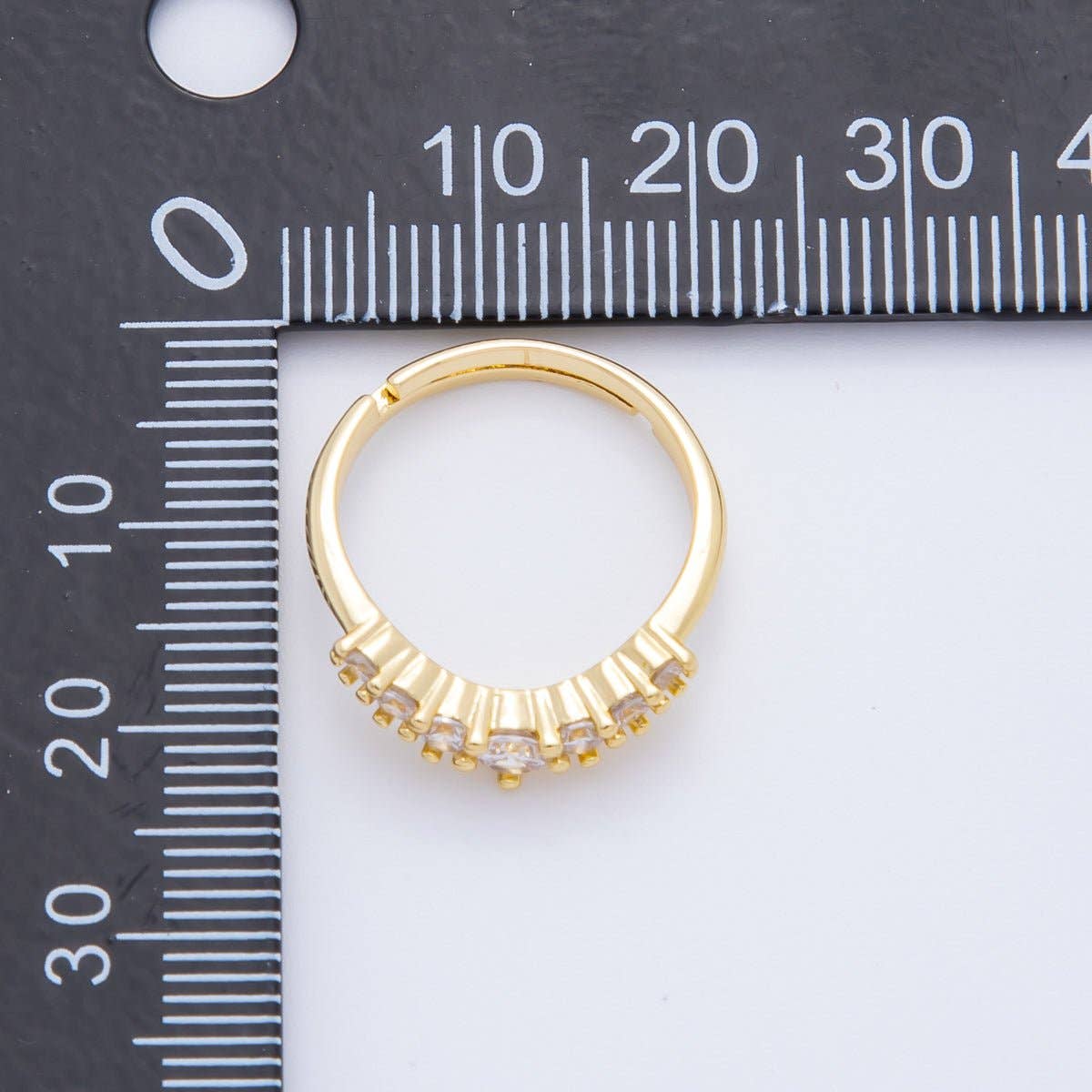 18K Gold Filled Micro Paved CZ Gradient Crown Adjustable Ring | O-2251