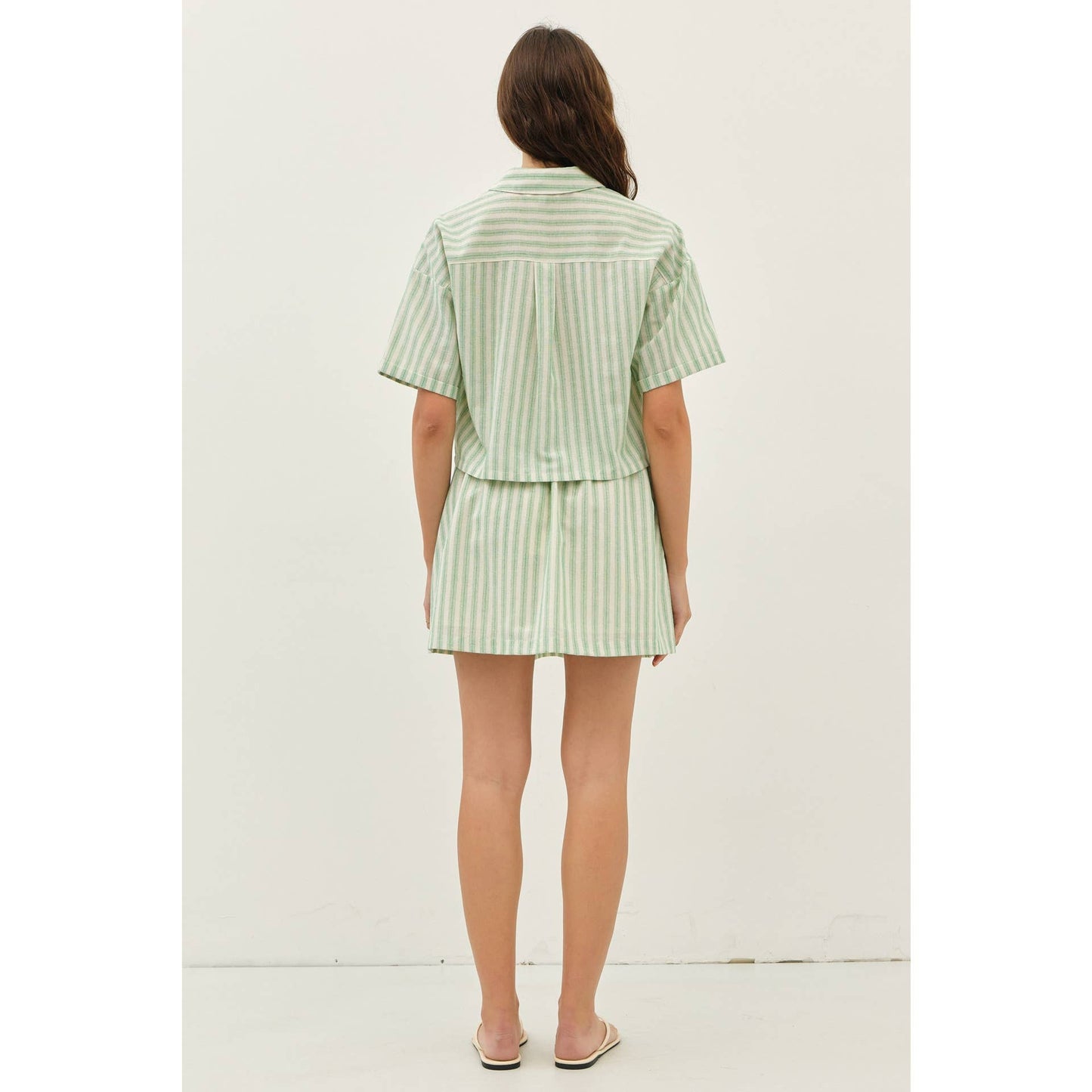 STRIPE MINI SKIRT WITH ELASTIC BAND AND POCKETS