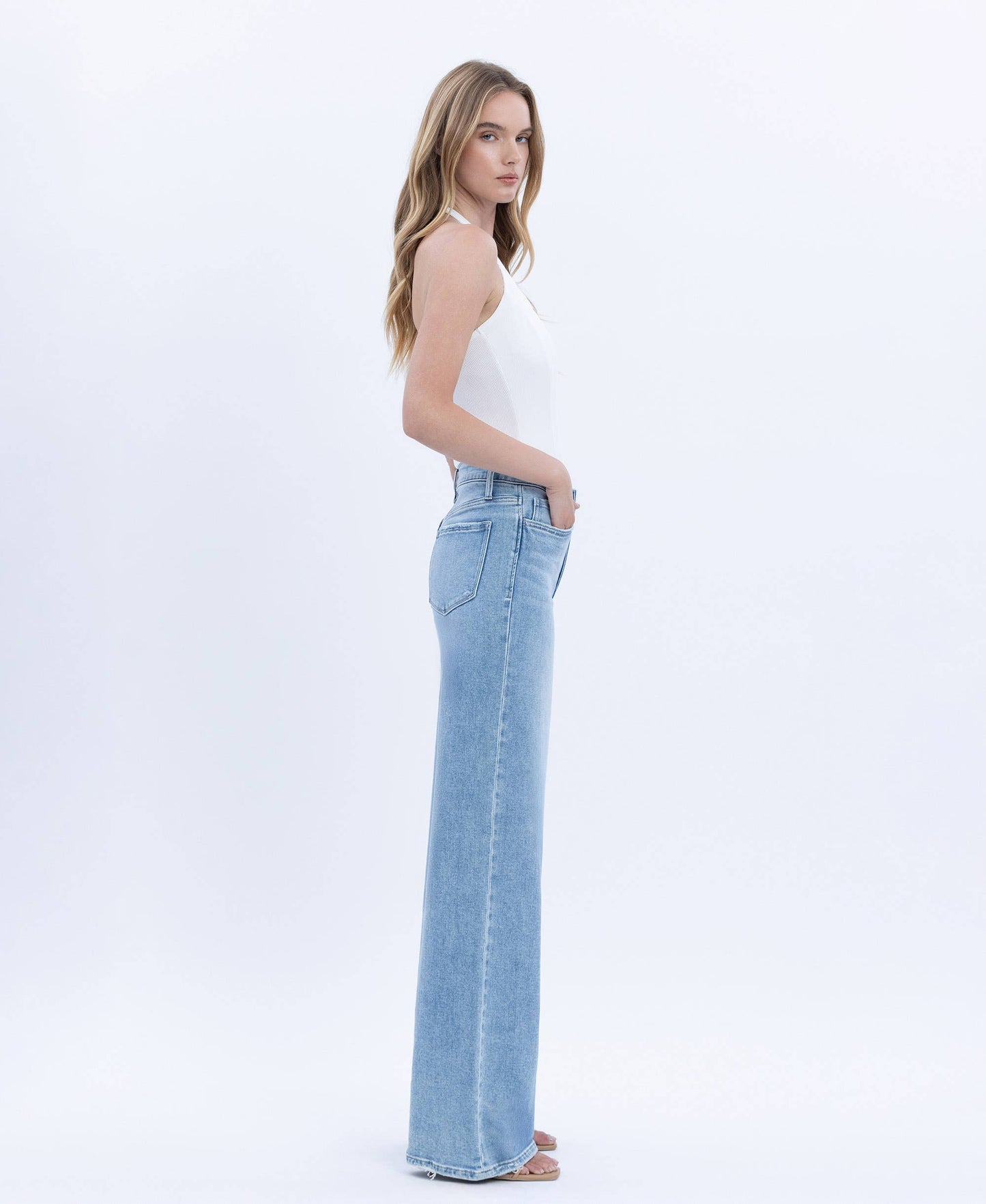 HIGH RISE FULL LENGTH WIDE JEANS F6060