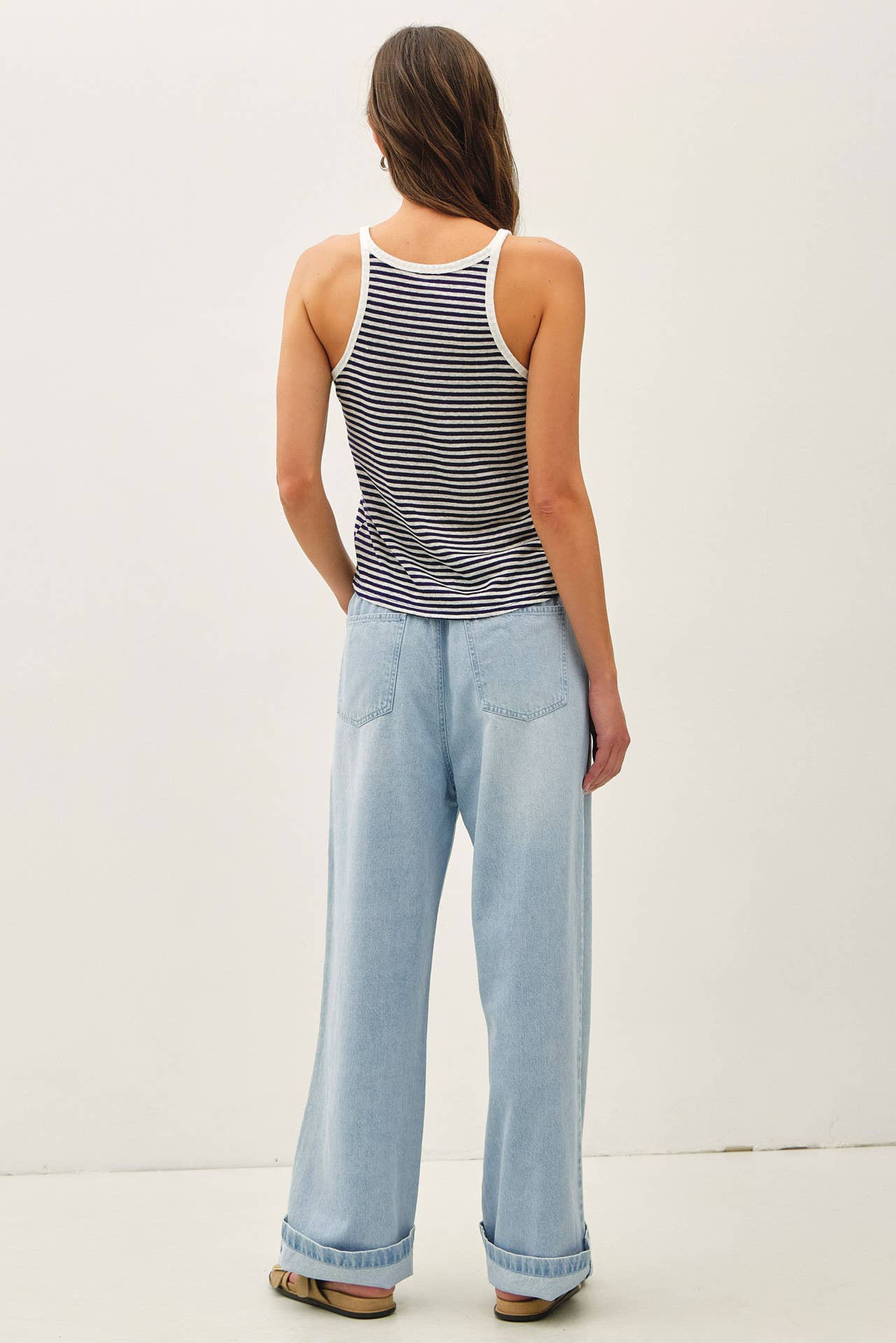 ULTRA COMFY PULL ON WIDE LEG DENIM PANTS
