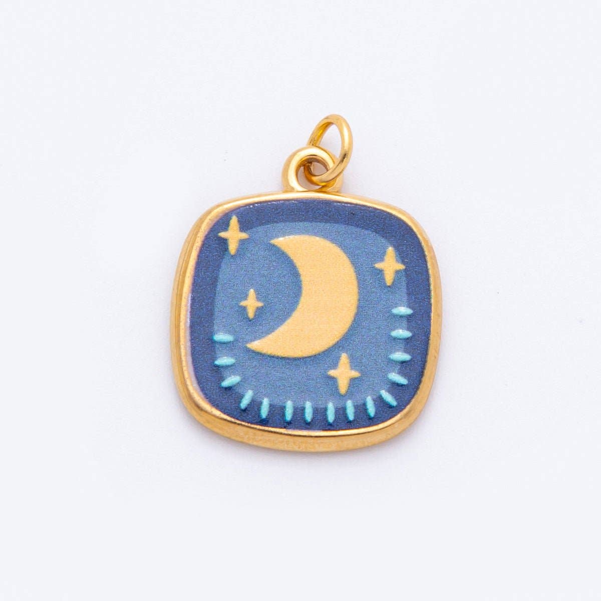 Gold Stainless Steel 25mm Hand-Painted Enamel Dreamy Theme Flower Charm | J319 J324 J335 J356 J358 J362