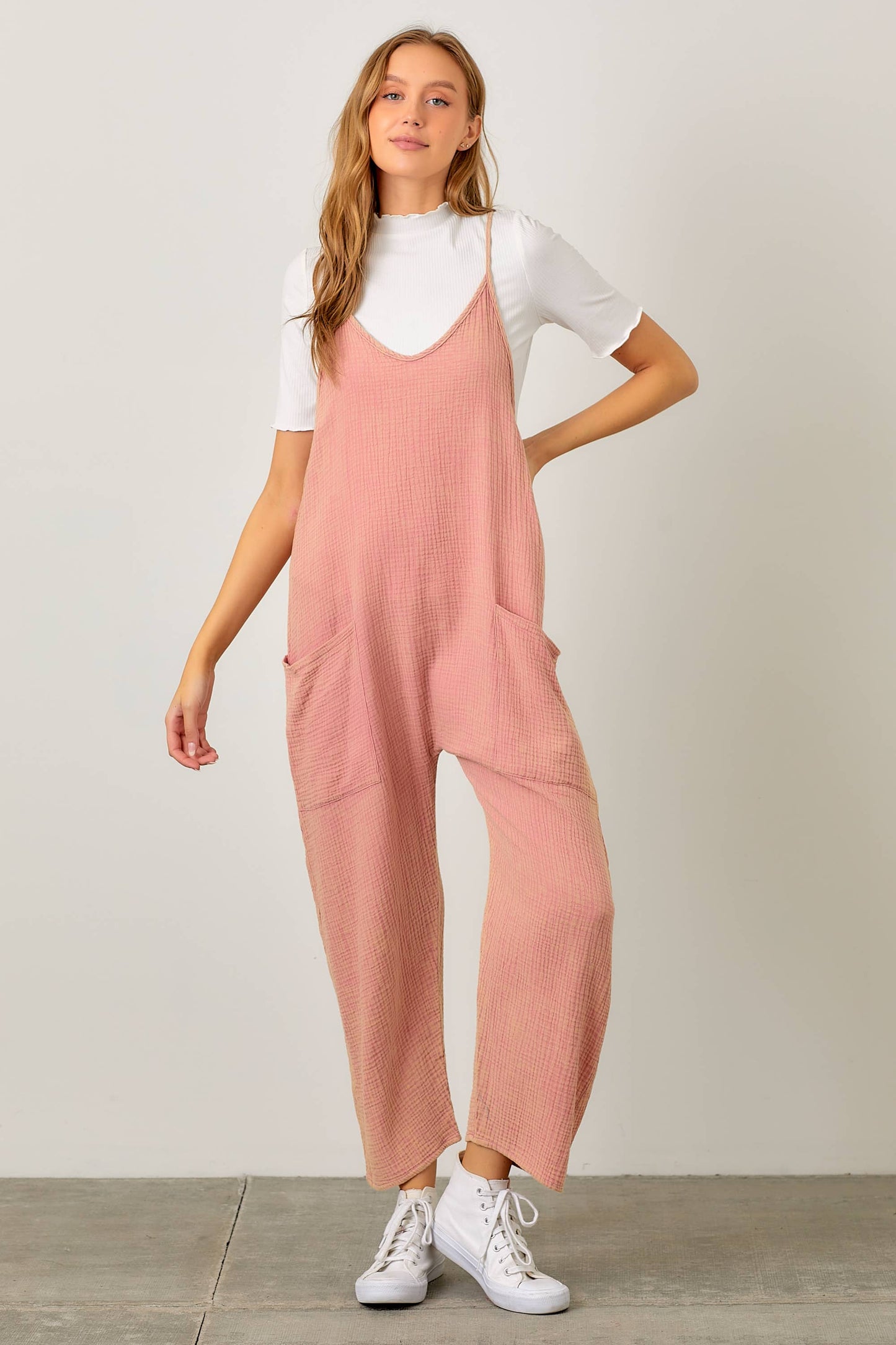 SPAGHETTI STRAP JUMPSUIT W/ POCKET DETAIL