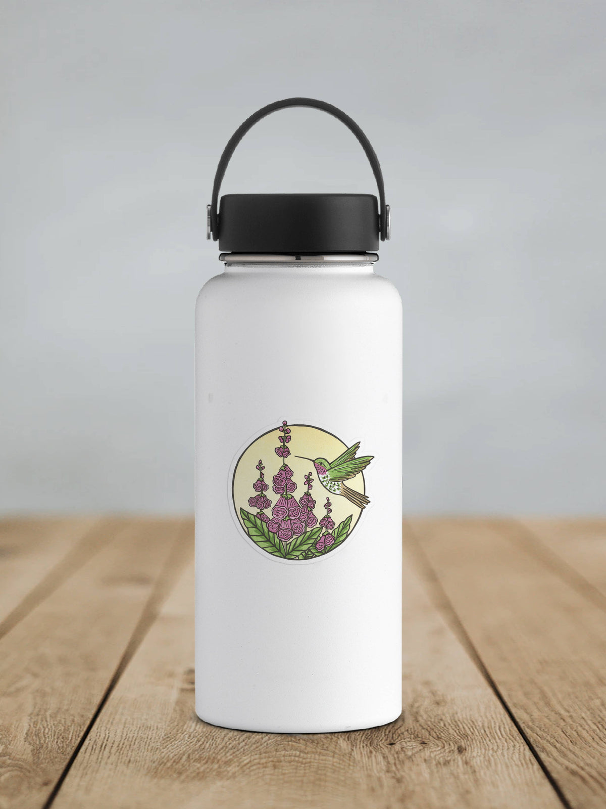 Hummingbird & Foxglove Vinyl Sticker