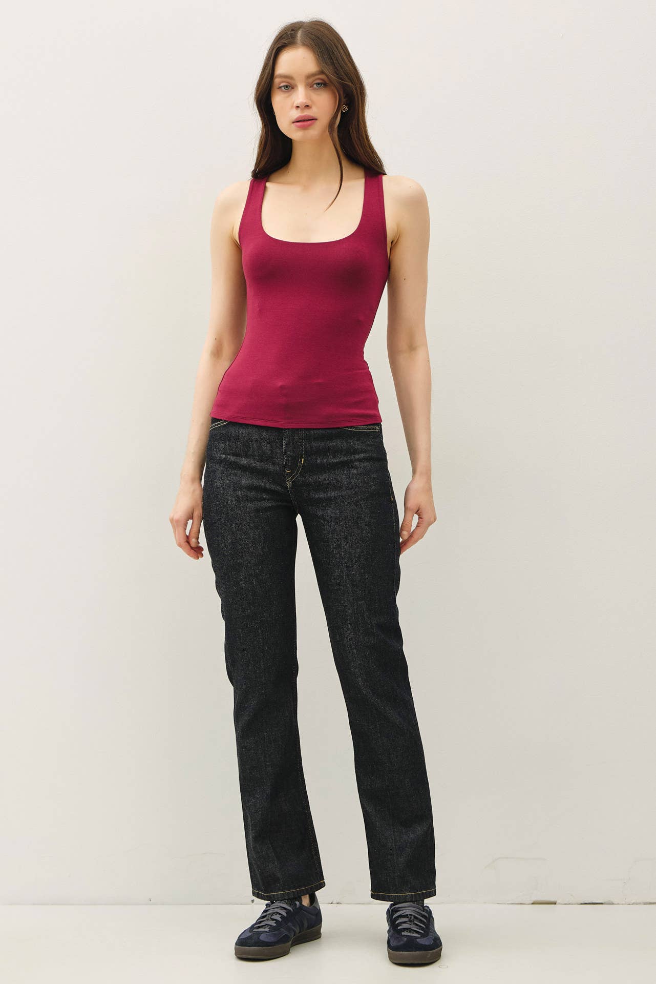 SOFT CORE-DOUBLE LINED BASIC SQUARE NECK TANK