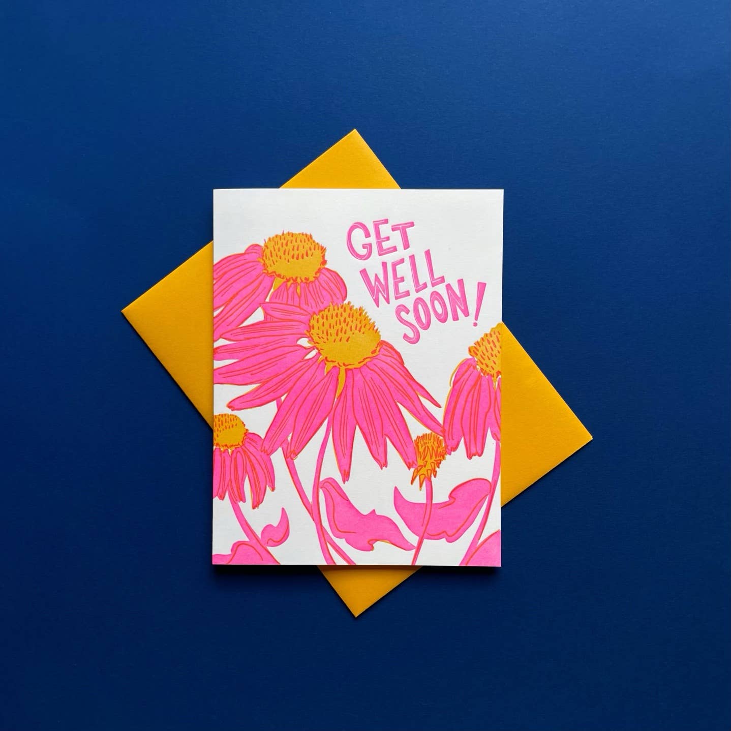 Get Well Soon Echinacea  - Get Well Risograph Greeting Card