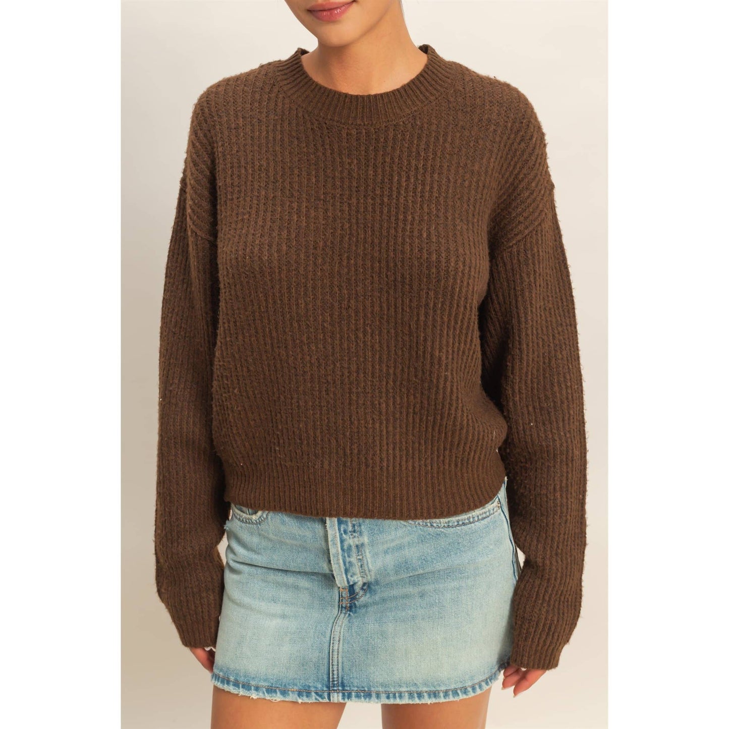 Ribbed Crew Neck Sweater