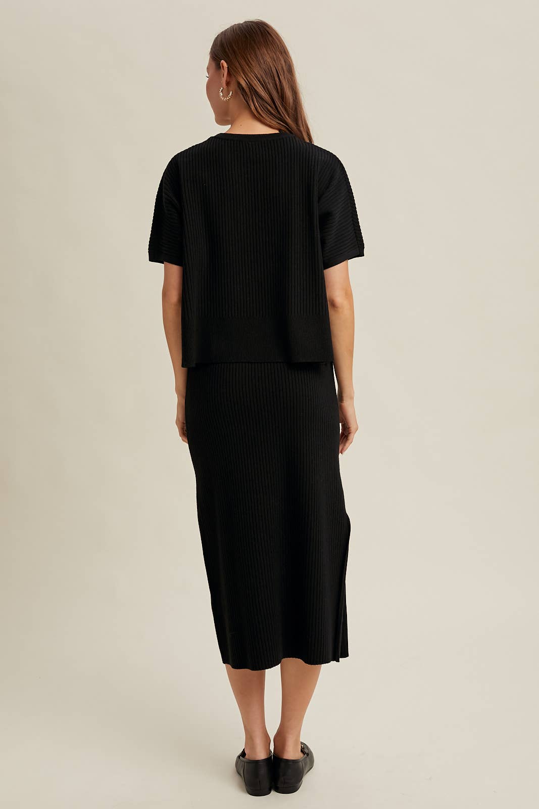 RIBBED KNIT SWEATER TOP AND SKIRT SET / WL25-10638