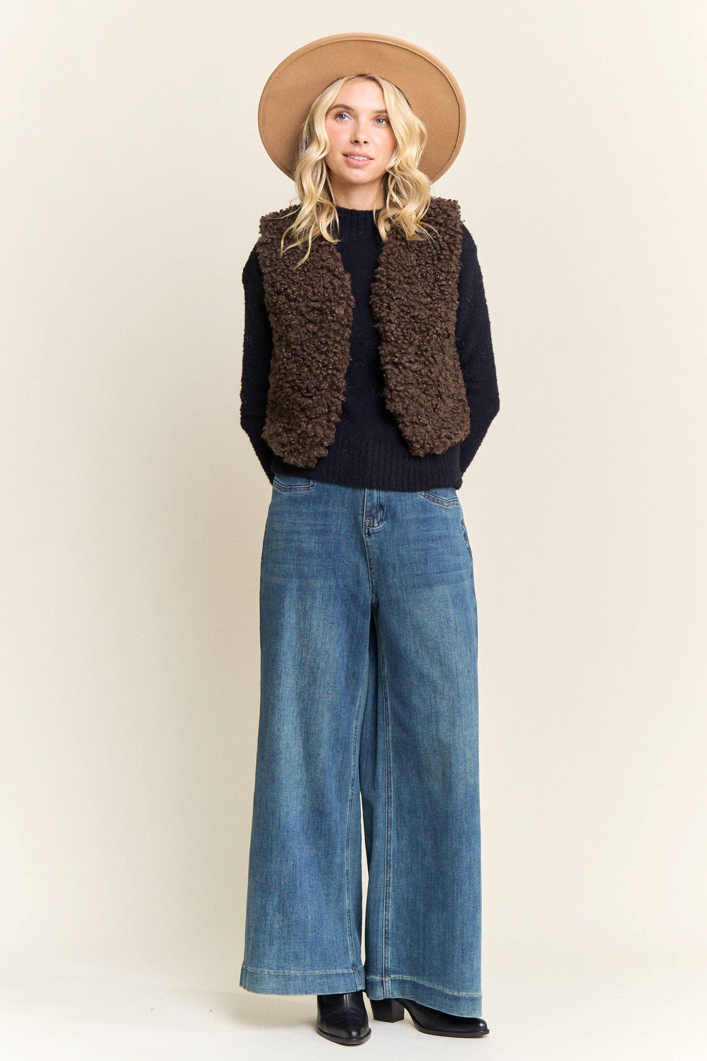 LEJ4199-FAUX FUR LUXE LONG VEST