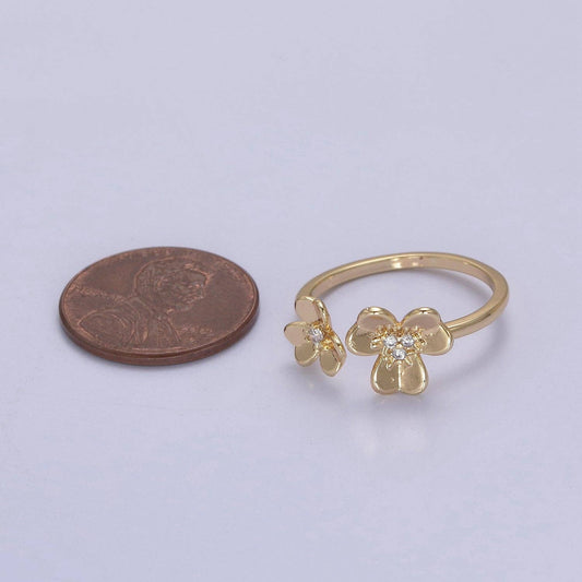 Dainty Daisy Ring in Gold / Silver Open Adjustable Flower Ring U-493