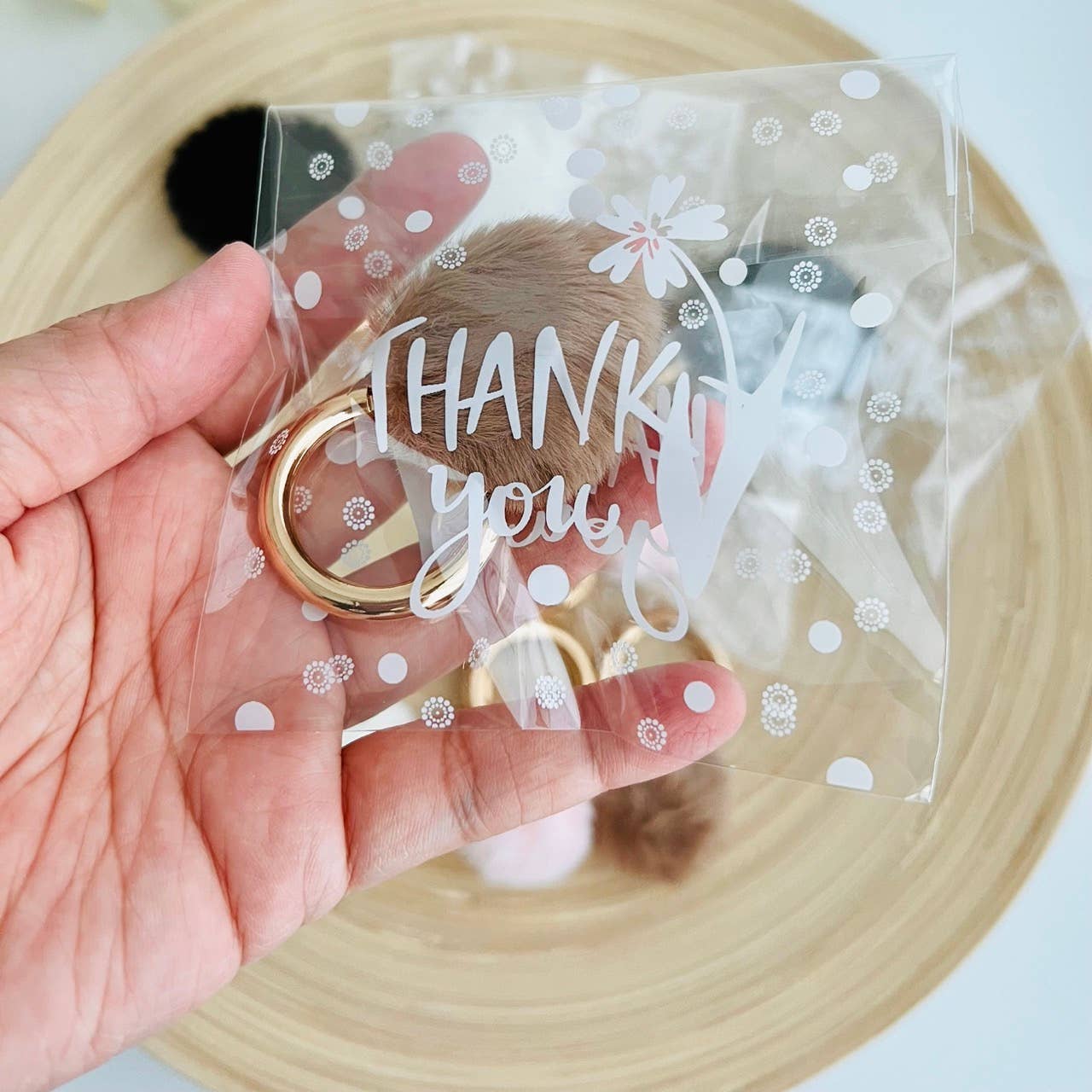 Pom Pom Furry Pouf Mini Keychain Thank You Gift