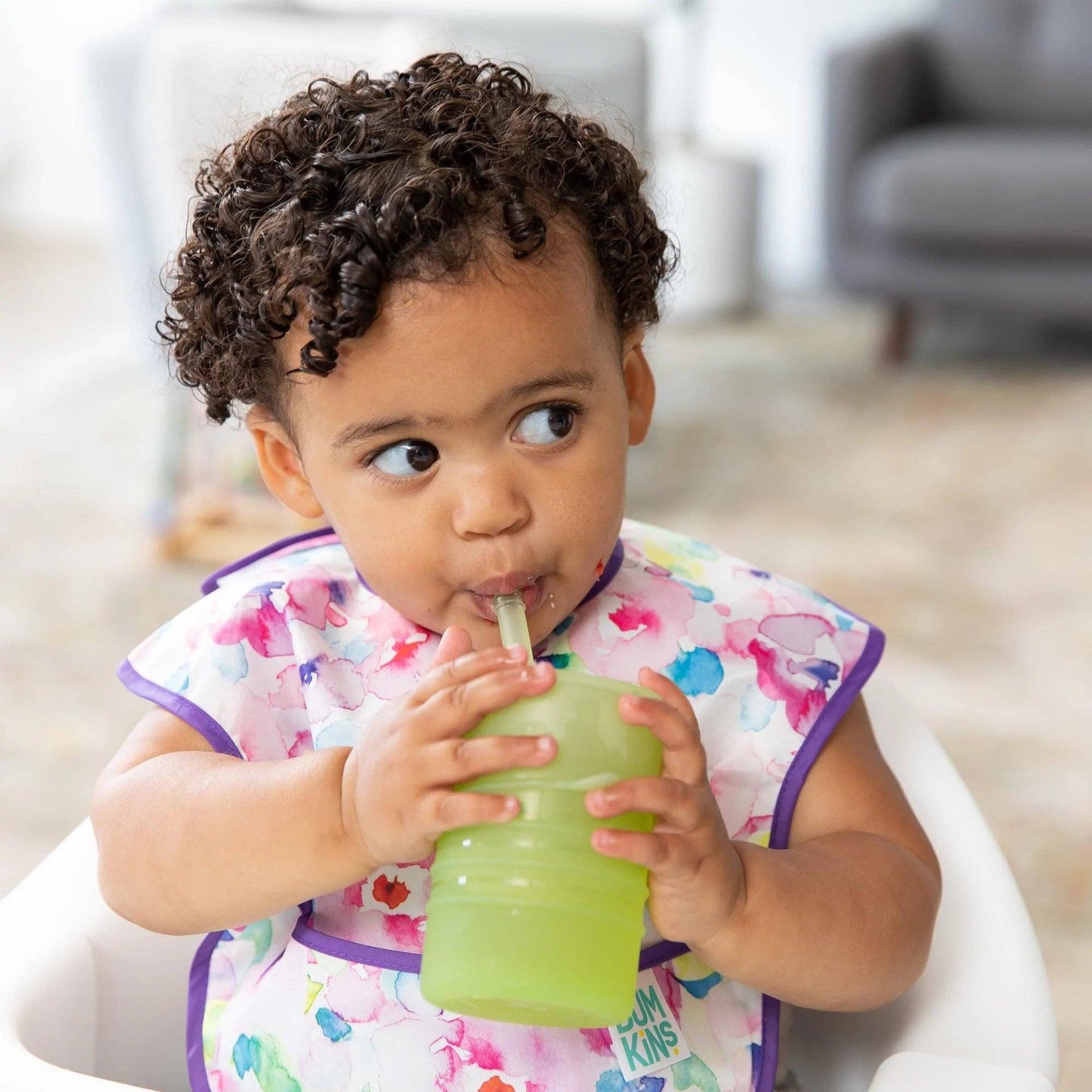 Silicone Straw Cup with Lid: Sage