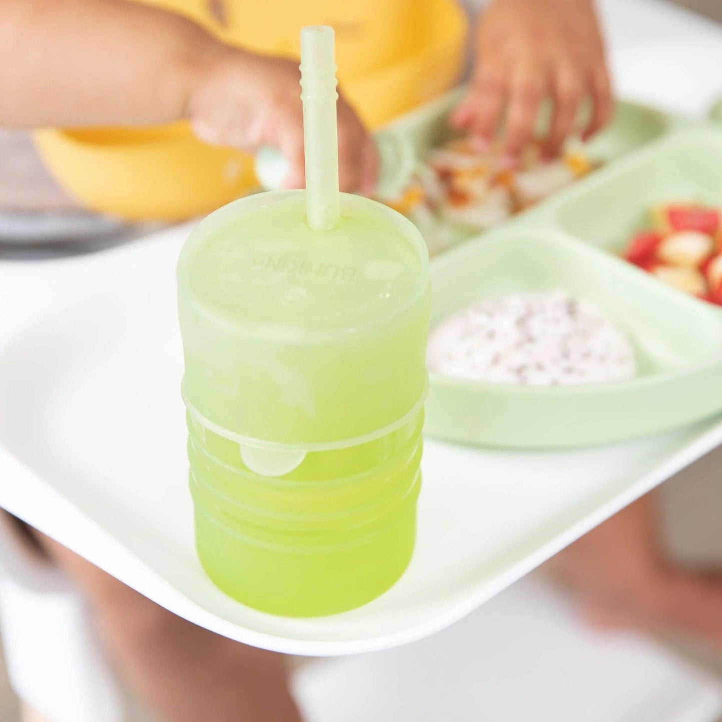 Silicone Straw Cup with Lid: Sage