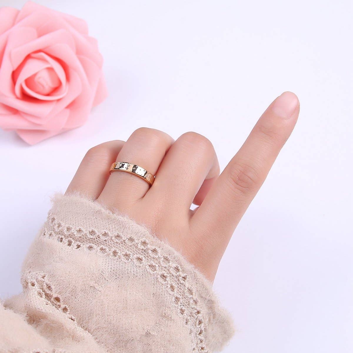 Gold Celestial Astronomy RING SET, Engraved Sun & Moon & Stars Gold Band Rings, 16K Gold Filled Adjustable Rings U-442