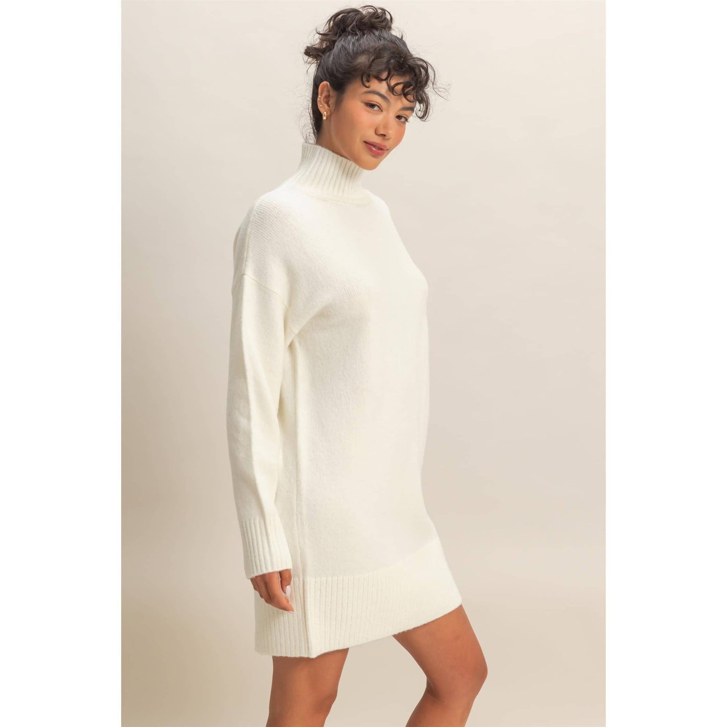High Neck Sweater Mini Dress