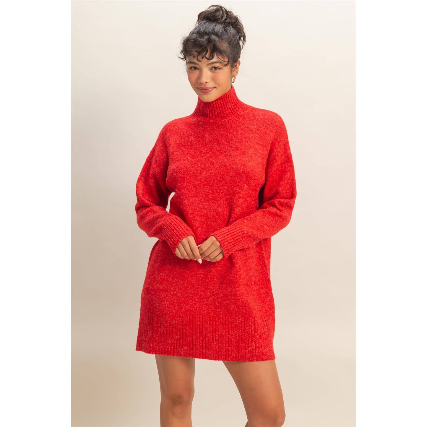 High Neck Sweater Mini Dress