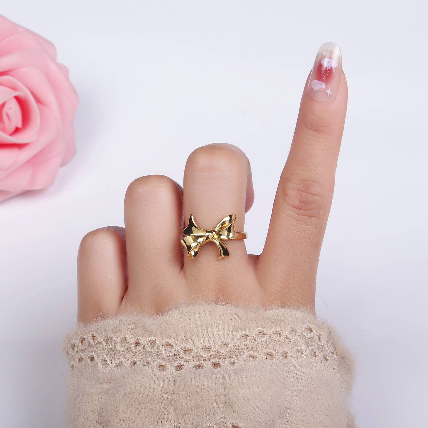 24K Gold Filled Tied Ribbon Bow Minimalist Ring