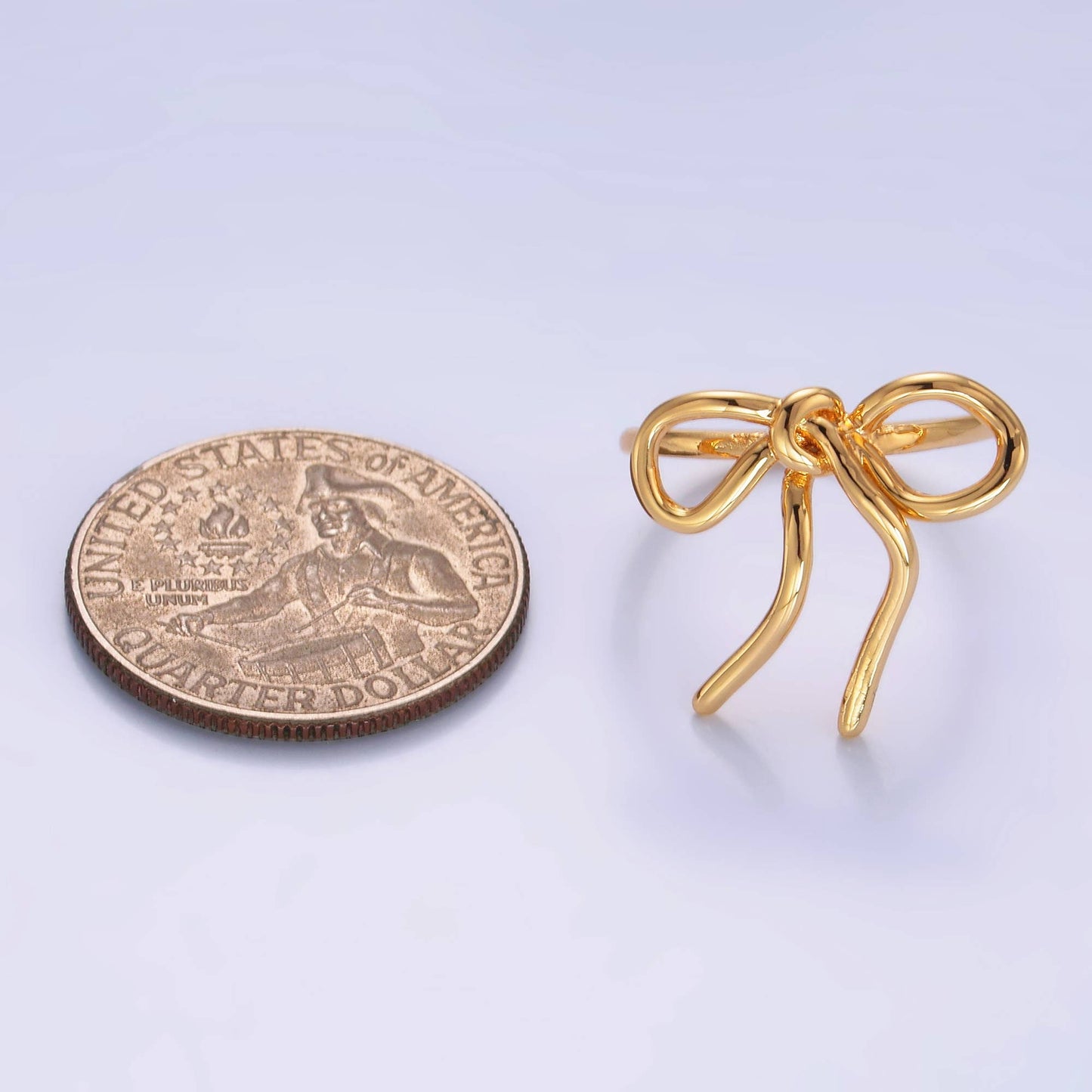 24K Gold Filled Minimalist Adjustable Ribbon Bow Ring