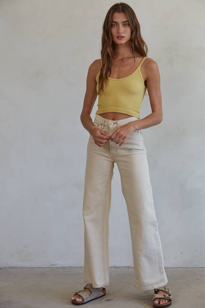 S1072 | Knit Ribbed Seamless UV Neck Brami