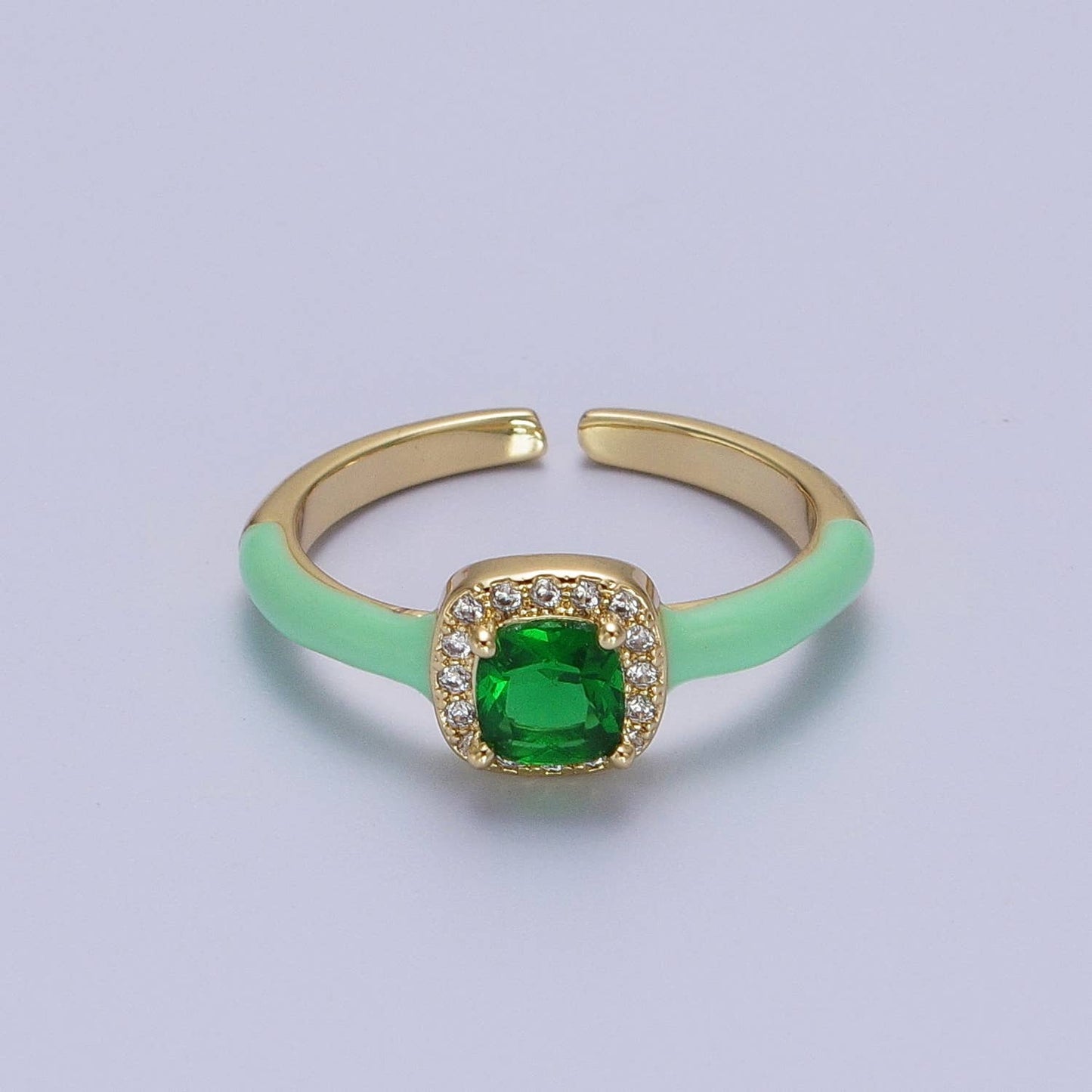 Gold Filled Square CZ Enamel Adjustable Ring Y340 ~Y342