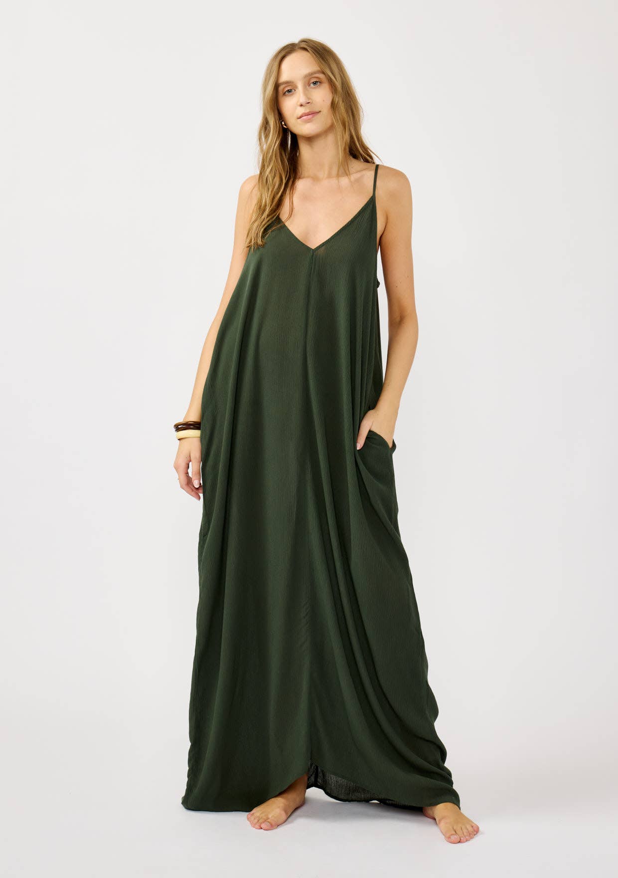 The Original V-Neck Cocoon Maxi Dress with Pockets