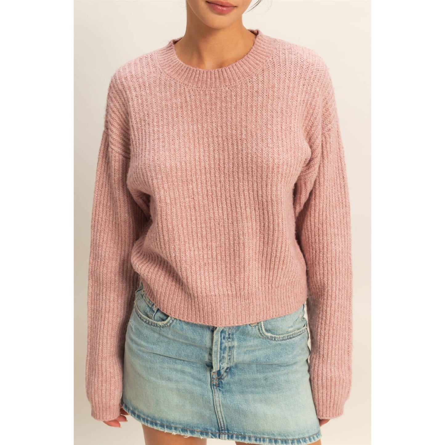 Ribbed Crew Neck Sweater