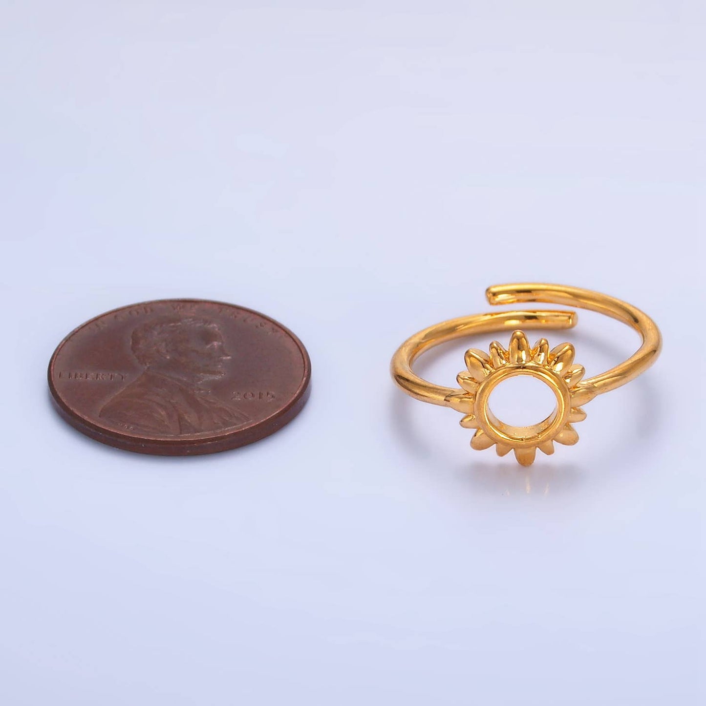 24K Gold Filled Minimalist Celestial Sun Open Ring | R018