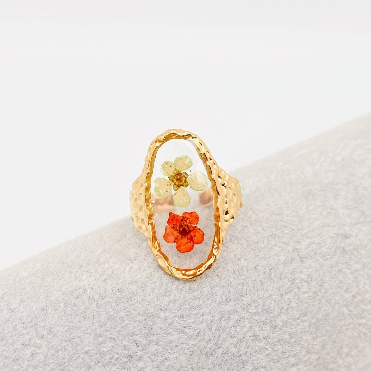 18K Gold Plated Stainless Steel Floral Ring - FGS/PDF