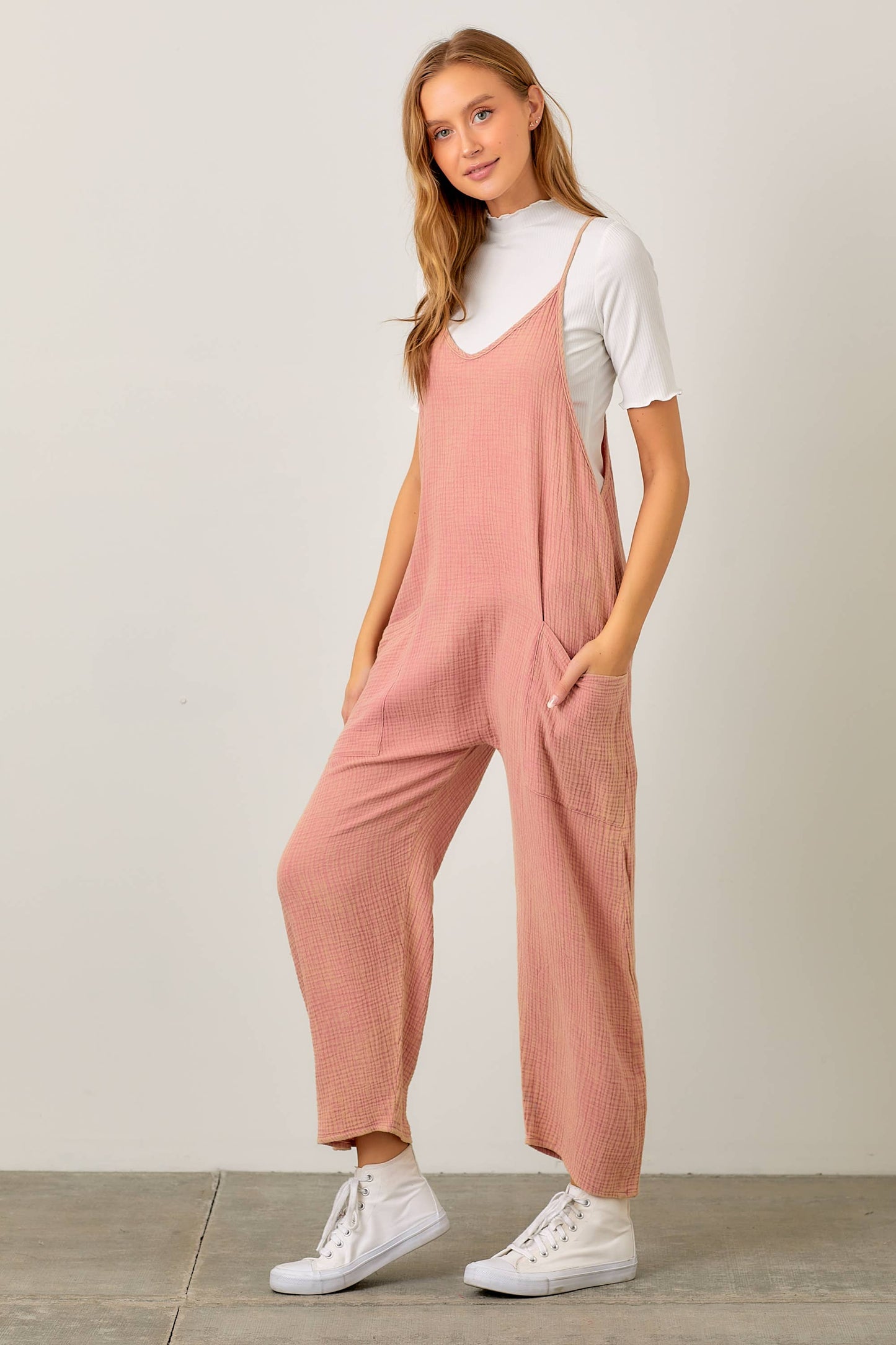SPAGHETTI STRAP JUMPSUIT W/ POCKET DETAIL