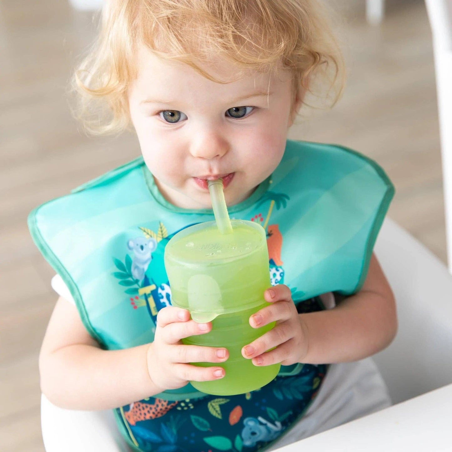 Silicone Straw Cup with Lid: Sage