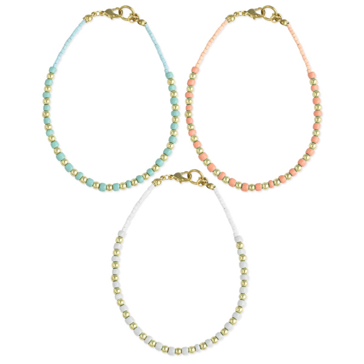 Soft Sophistication Gold & Pastel Bead Anklet