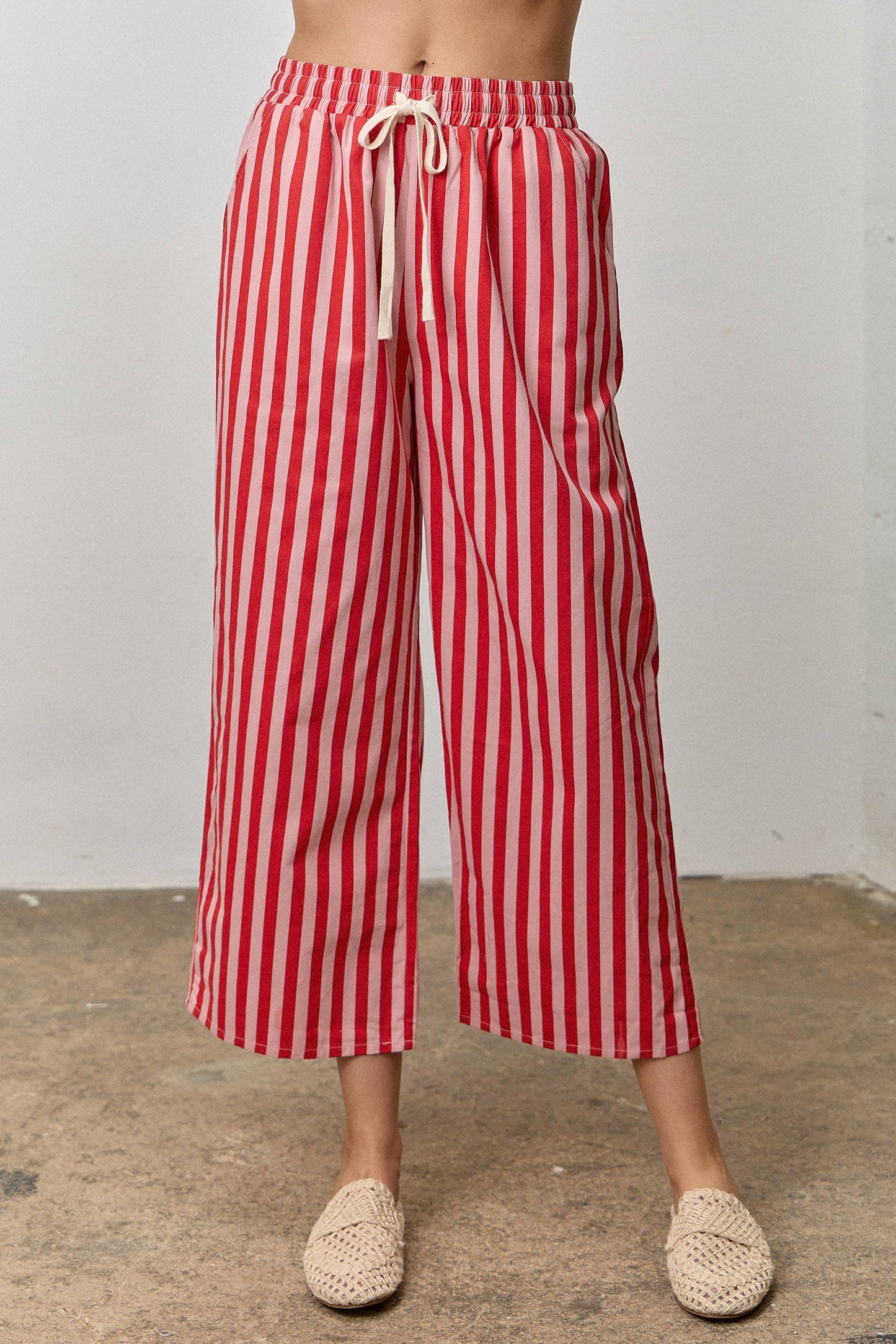 STRIPED DRAWSTRING PANTS