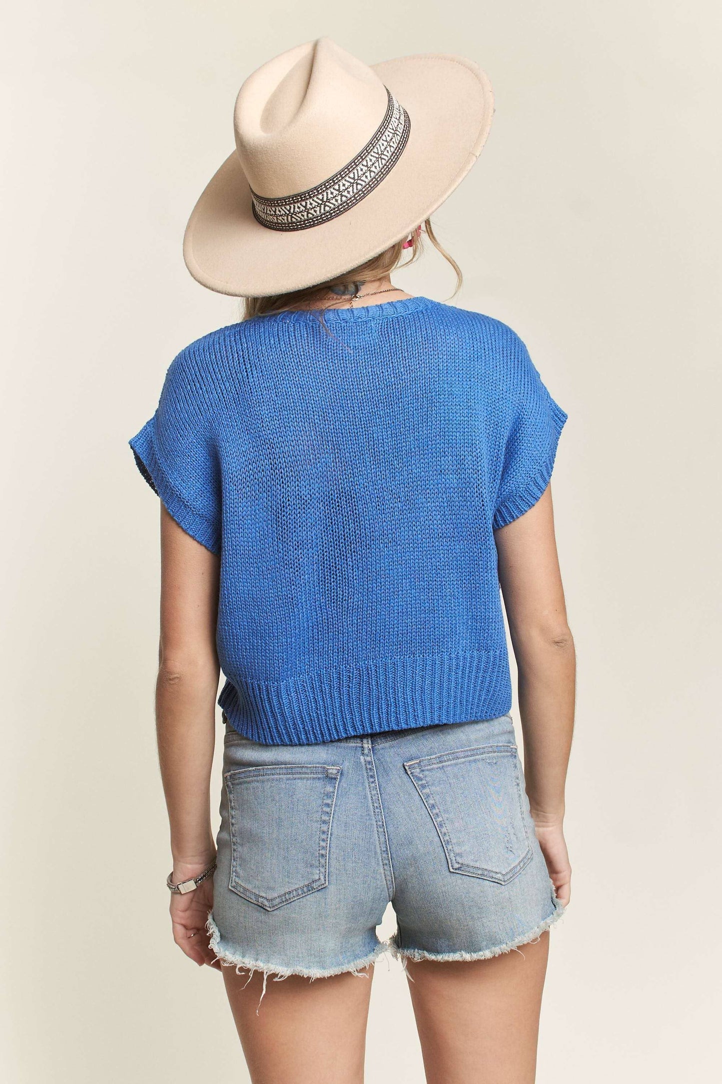 LESW3572-MULTI COLOR CROCHET TOP