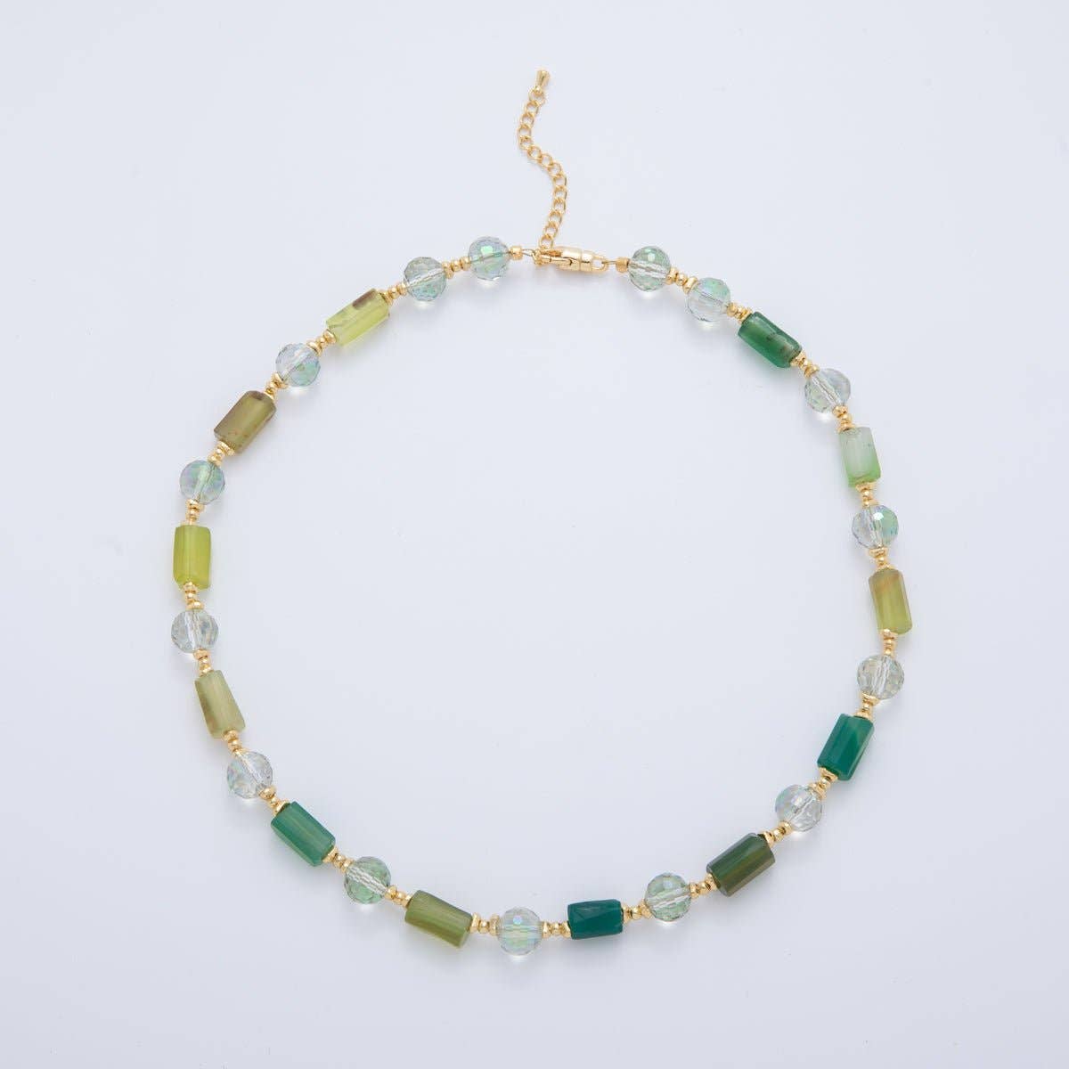 18K Gold Filled Splashed Earth & Sky Toned Color Colorful Gemstone Beaded Necklace 17.3 Inch with Extender | WA3302 - WA3315