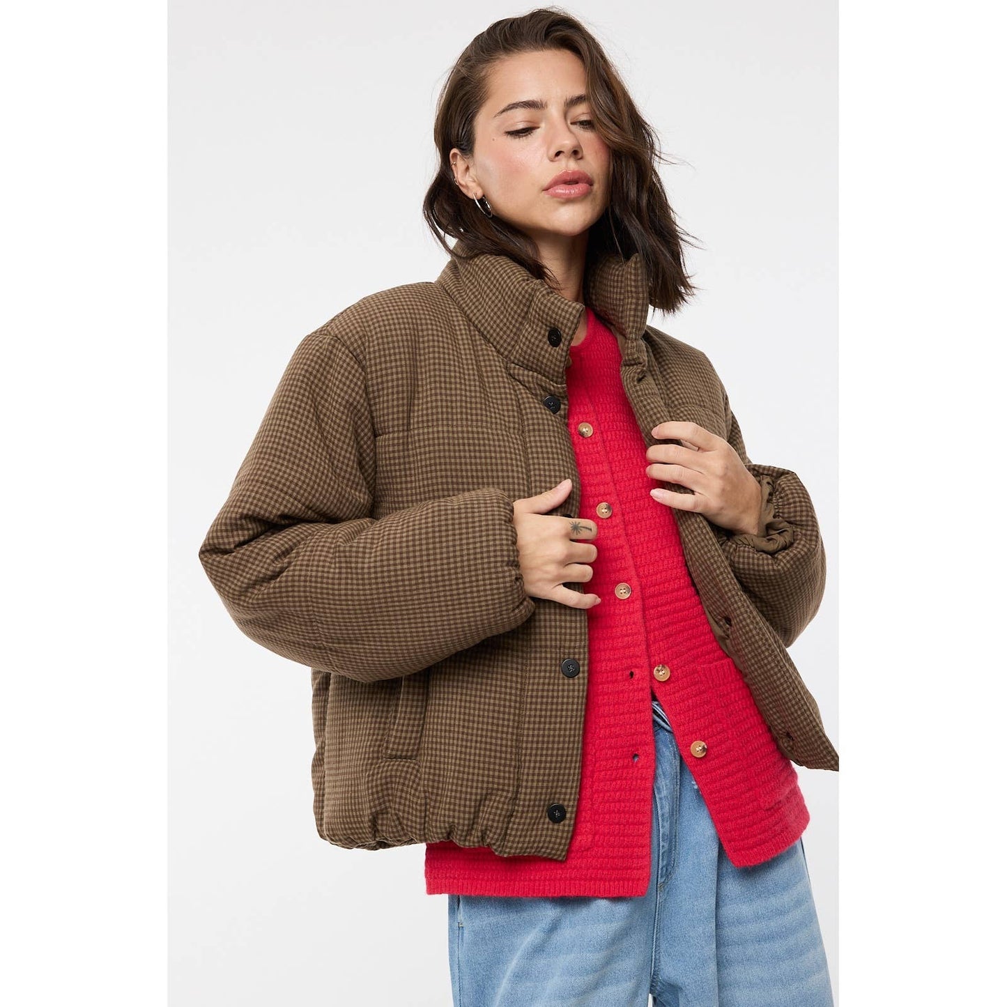 GINGHAM PUFFER JACKET / WL25-11019