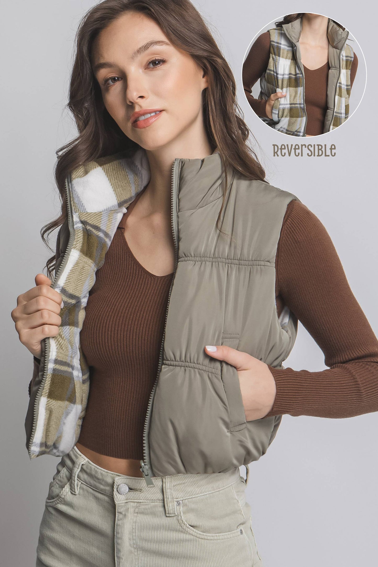 ,..._ 0805 Full-Zip Reversible Puffer Vest SI-28323