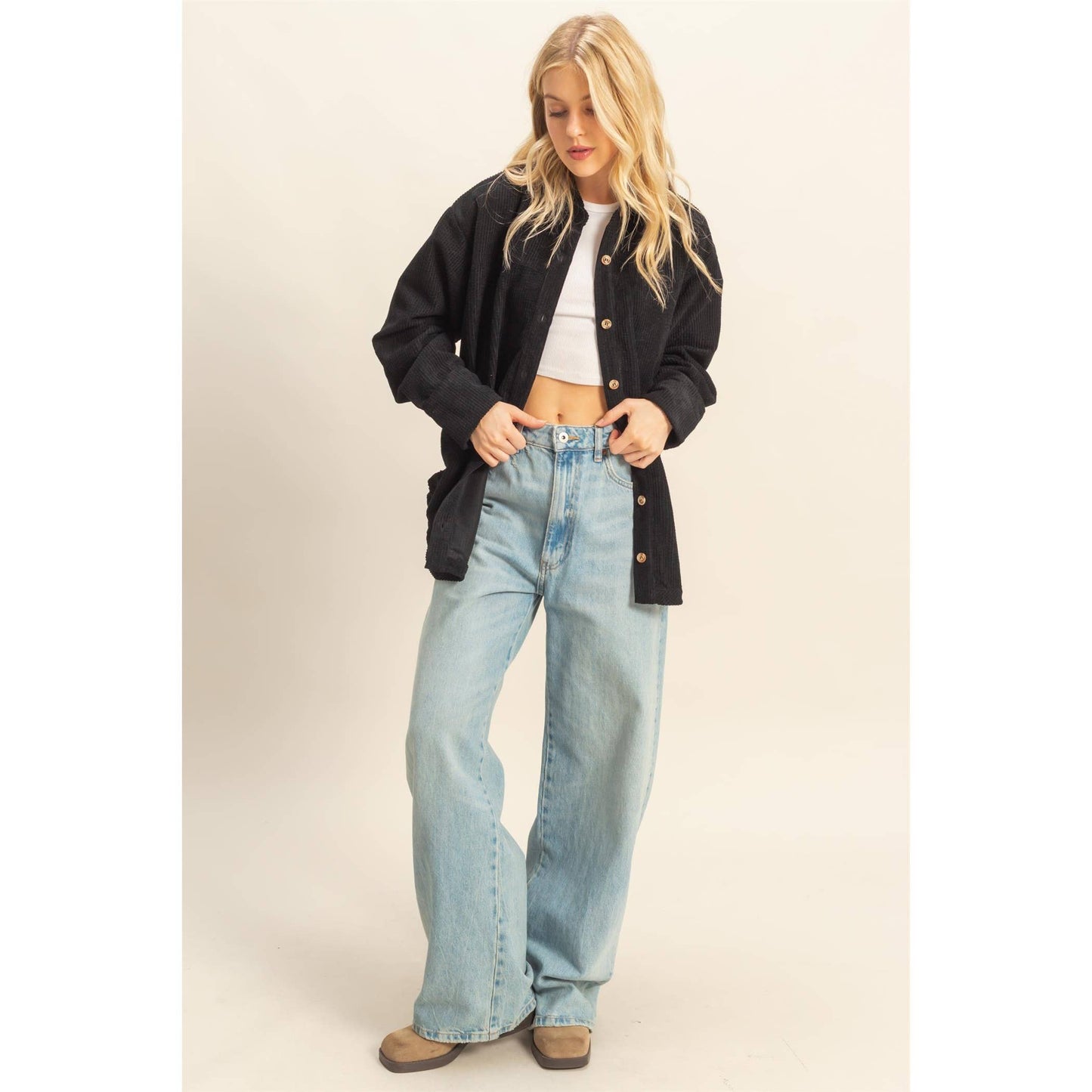 Classic Corduroy Shacket With Pockets